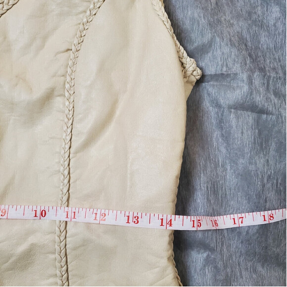 Max Studio Faux Leather Sleeveless Dress Size Small Medium Tan V-Neck - Picture 10 of 12